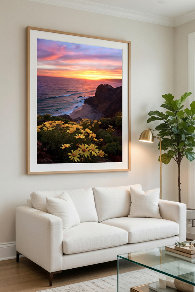 Sample fine art archival paper print of Malibu sunset - classic landscape photography by Matt Purciel